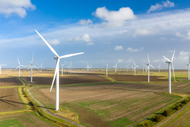 Windfarm, Sussex, England stock photo