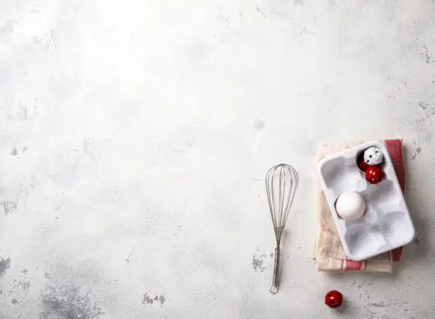 Merry Christmas.Concept Baking of cooking from the ingredients.Background.Homemade holiday cakes, pie, stollen, cupcake, cake, gingerbread, bread.Flat lay, top view, Copy space.