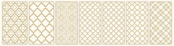 Vector illustration of Islamic seamless pattern with arabic and islamic ornament big set