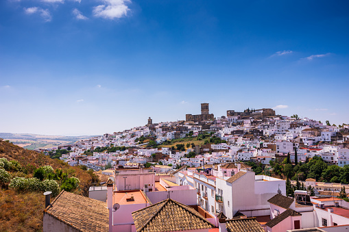 Arcos de la Frontera is a town and municipality in the Sierra de Cádiz comarca, province of Cádiz, in Andalusia, Spain. The quaint whitewashed town is located on top of a hill, which provides views of the peak of San Cristóbal and the Guadalete Valley.