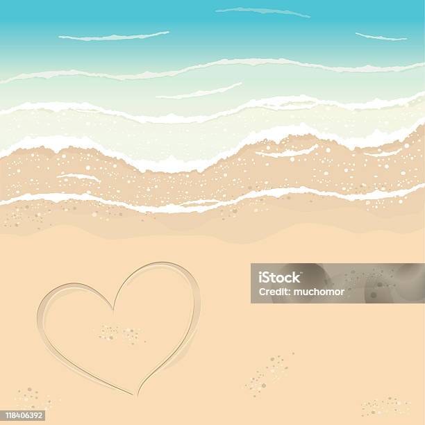 Heart In 처박은 해변에 대한 스톡 벡터 아트 및 기타 이미지 - 해변, 물가, 파도