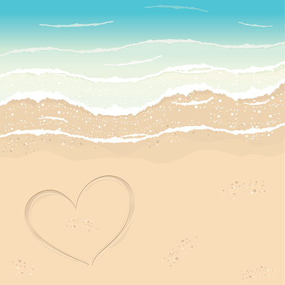Heart in the sand on the Paradise Beach. 