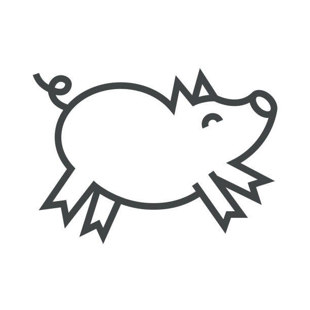 ikona linii świnia w skoku - nowt stock illustrations
