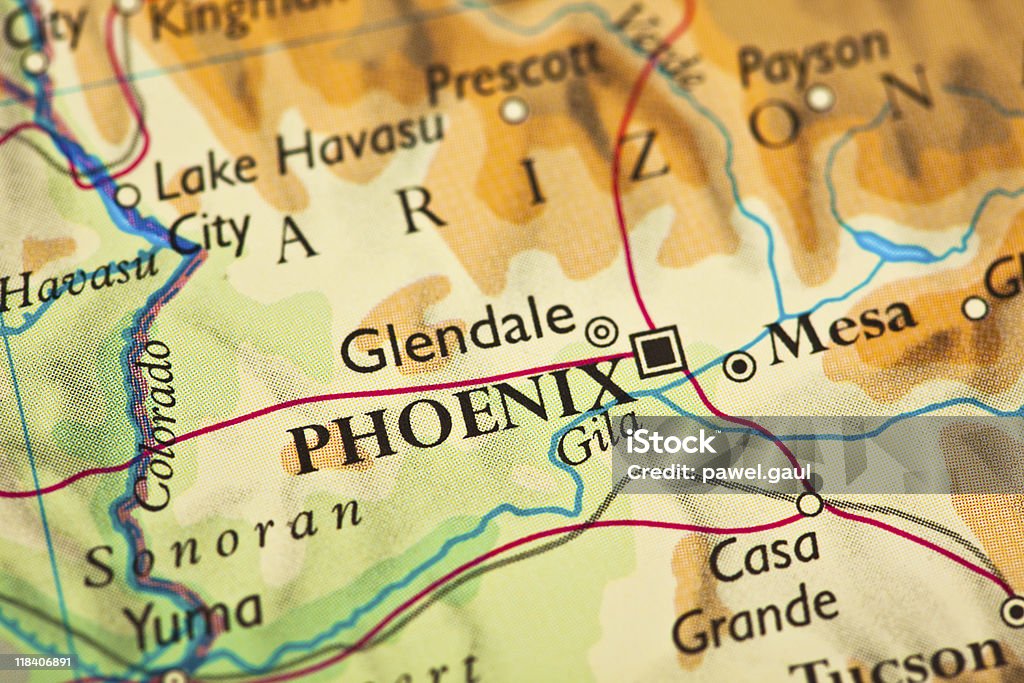 Phoenix, AZ mapa - Foto de stock de Mapa royalty-free