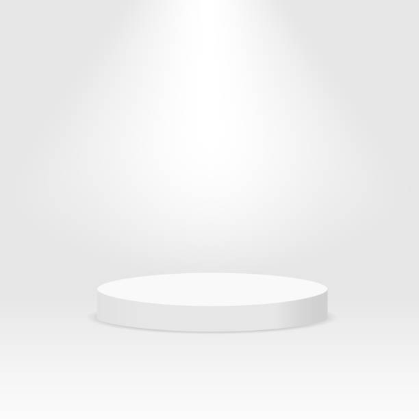 istock White cylinder template. 3d base stand podium or studio pedestal round platform showroom illustration 1184069060