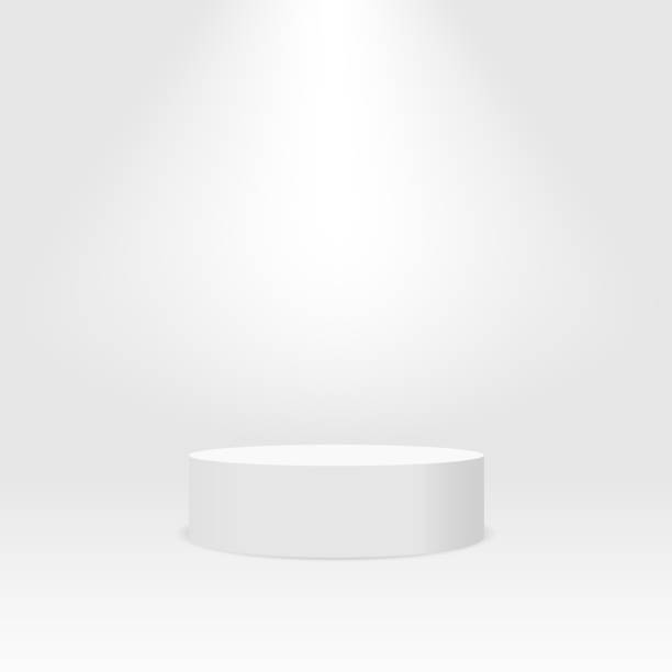 istock White cylinder template. 3d base stand podium or studio pedestal round platform showroom illustration 1184069065