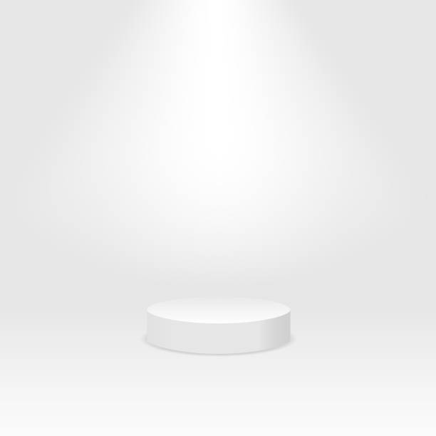 istock White cylinder template. 3d base stand podium or studio pedestal round platform showroom illustration 1184069106