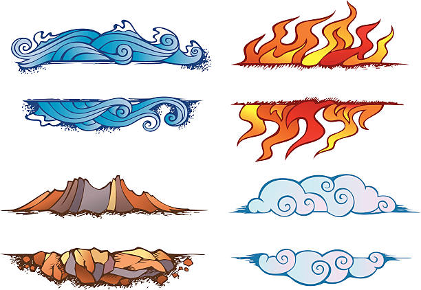 Set Of Frames Four Elements Stock Illustration - Download Image Now - The  Four Elements, Fire - Natural Phenomenon, Water - iStock
