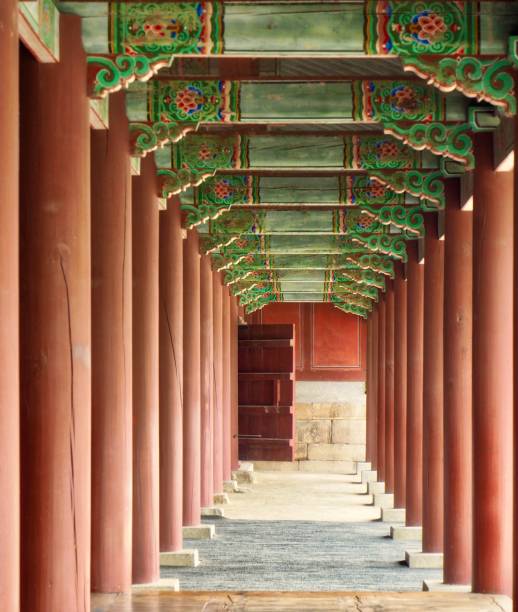 istock Old traditional palace pillar in korea 1184081290
