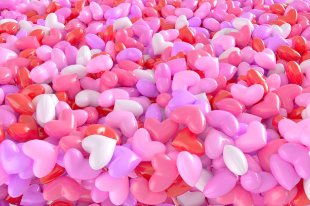 istock Heart Balloon red pink white random color background 3D Rendering 1184086173