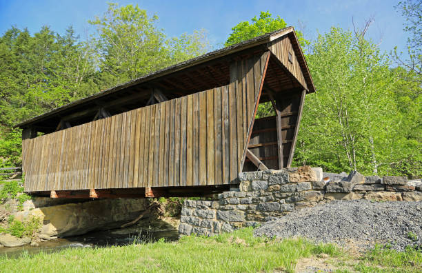 istock Side view at Indian Creek covered bridge, 1898 1184086880