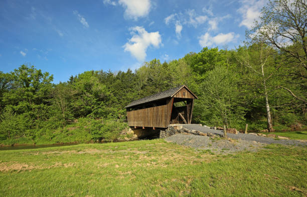 istock Landscape with Indian Creek covered bridge, 1898 1184086917