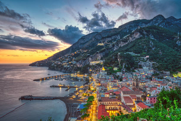 istock Sunset in Amalfi in Italy 1184092303