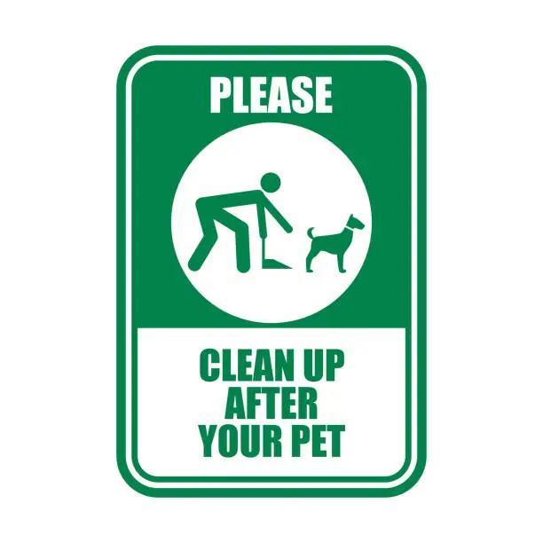 Vector illustration of clean up your dog waste warning sign. vector illustration