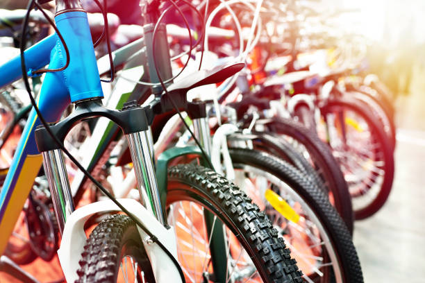 istock Bicycles in sports shop 1184094113