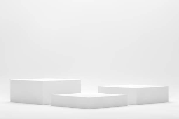 istock 3D Empty White Product Stand, Platform, Podium on White Background 1184095067