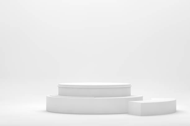 istock 3D Empty White Product Stand, Platform, Podium on White Background 1184095791