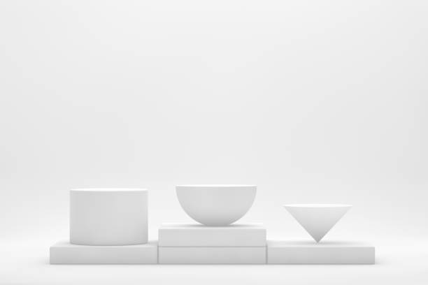 istock 3D Empty White Product Stand, Platform, Podium on White Background 1184095819
