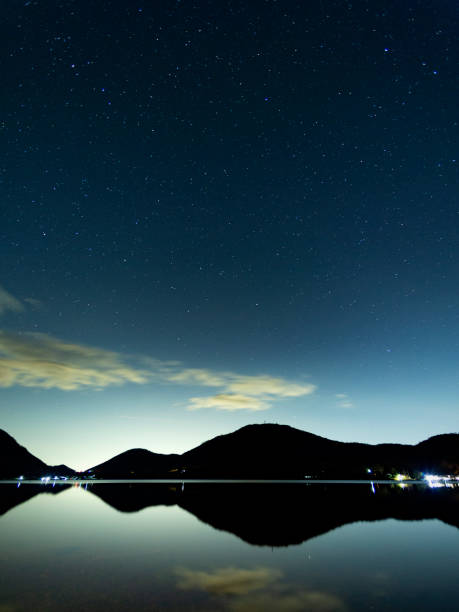 Lake Ono at night Lake Ono is located in Akagisan, Maebashi city, Gunma prefectural.
The star is shining When the weather is nice.
This is the scenery you can see from the Prefectural Akagi Campsite. mt akagi stock pictures, royalty-free photos & images