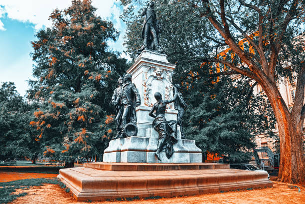 Washington, USA, Lafayette Square and Major General Marquis Gilbert de Lafayette monument. Lafayette Square and Major General Marquis Gilbert de Lafayette monument in Washington, USA. major us cities stock pictures, royalty-free photos & images