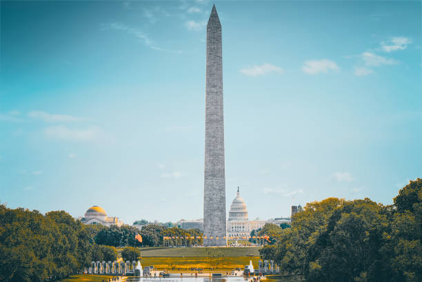 istock Washington, USA,Washington Monument, Lincoln Memorial Reflecting Pool. 1184104519