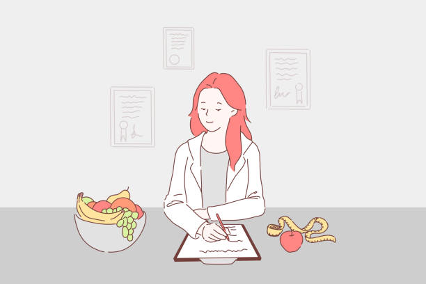 ilustrações de stock, clip art, desenhos animados e ícones de balanced diet for weight control concept - xxx