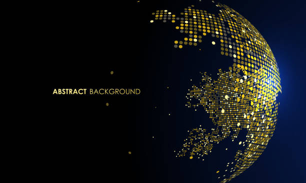 istock The golden dots make up the world, symbolizing the thriving world economy, vector illustration 1184110580