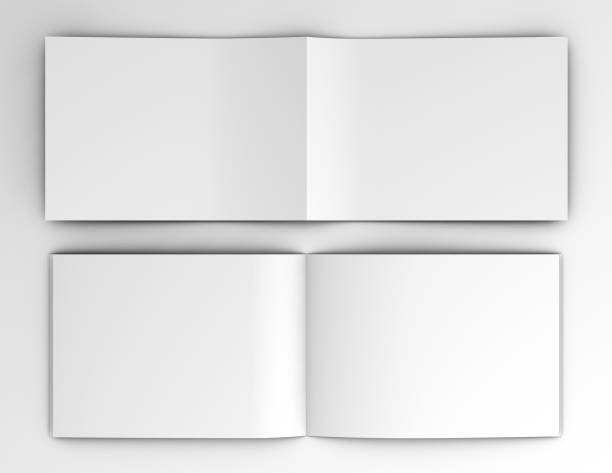 istock Landscape brochures, catalogues mockup open blank inside and cover pages 3d illustration. 1184110783