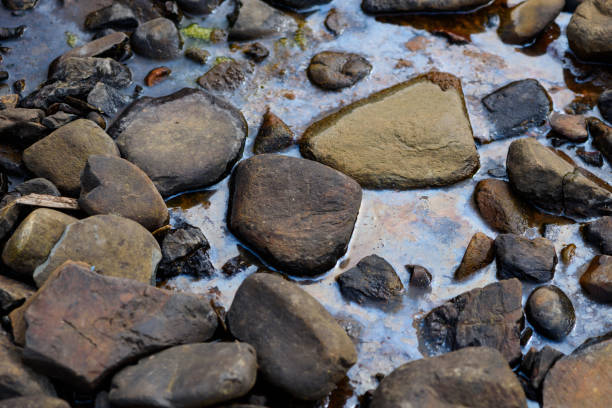 istock Dirty polluted water with oil stains 1184112361