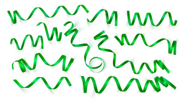 istock Set of realistic green ribbons on white background. Vector illustration. Can be used for greeting card, holidays, banners, gifts and etc. 1184114334