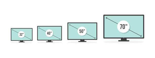 Smart Tv Icon Set Diagonal Screen In 32 40 50 And 70 Lcd Television Display Monitor Vector Illustration Flat Design Stock Illustration - Download Image Now - iStock