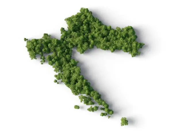 Croatia map shape Forest isolated on white