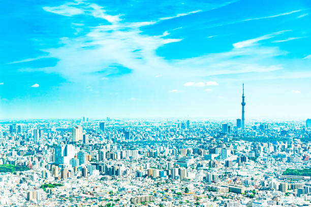 skyline von tokio - tokyo sky tree fotos stock-fotos und bilder