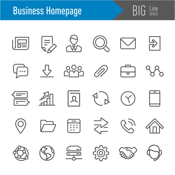 Business Homepage Icons - Big Line Series Business, Homepage, symbol icon set business downloading stock illustrations