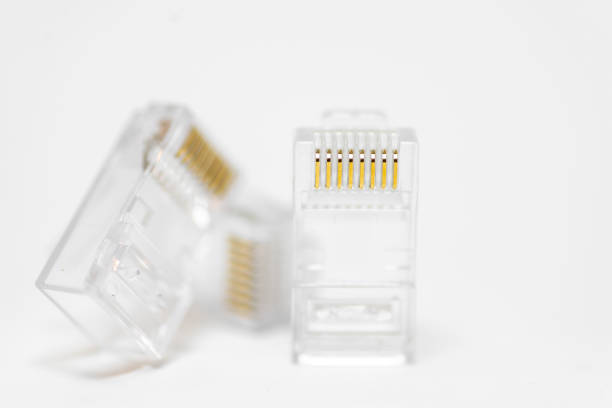 istock Connector rj-45 close-up on white background 1184132435