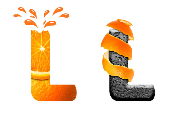 carattere arancione: lettera l - letter l water typescript liquid foto e immagini stock