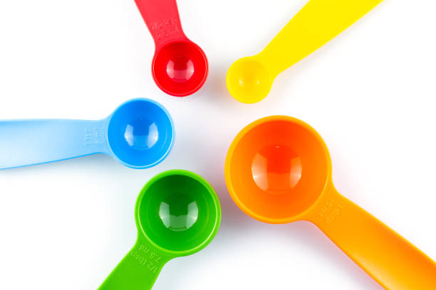 istock a set of measuring spoon of plastic on white background. 1184137803