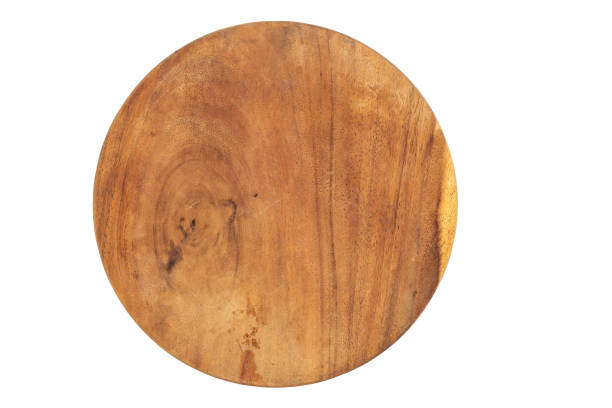 istock Top view Wooden cutting board isolated on a white background with clipping path 1184137903