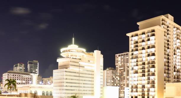 istock Waikiki Hawaii City skyline at night 1184138374
