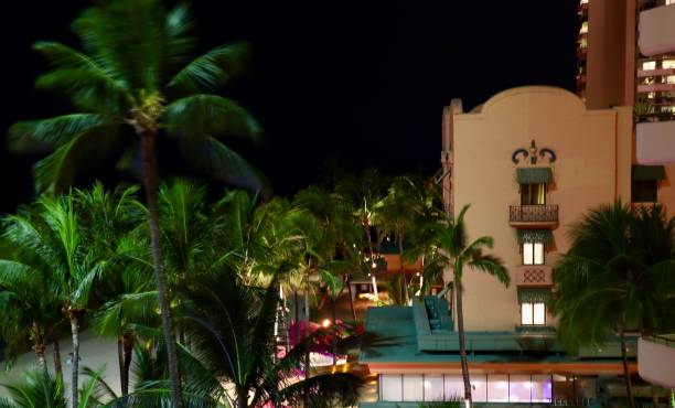 istock Waikiki Hawaii City skyline at night 1184138422