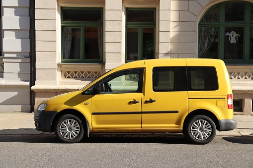 Volkswagen Caddy small minivan car in Germany. There were 45.8 million cars registered in Germany (as of 2017).