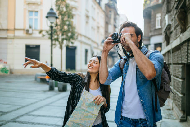 istock Couple of tourists 1184142205