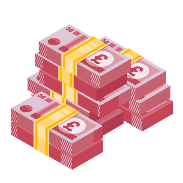 Heap of pound sterling. Big pile of english money Money illustration of wealth and condition. . Money icon in isometric style. british currency stock illustrations