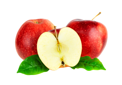 Red apple on white with clipping path