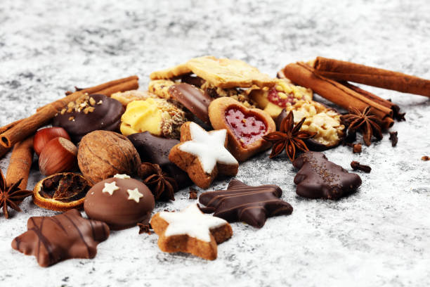 istock christmas cookies with spieses, nuts and fruits on rustic table 1184149395