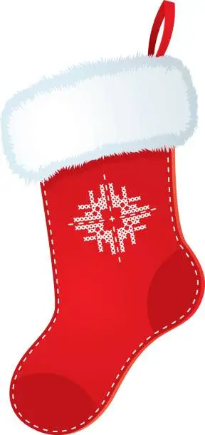 Vector illustration of A red and white Christmas stocking graphic