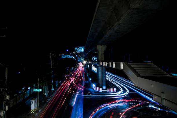 istock Long exposure light at night in the city. 1184155481