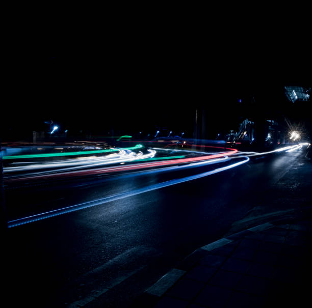 istock Long exposure light at night in the city. 1184155493