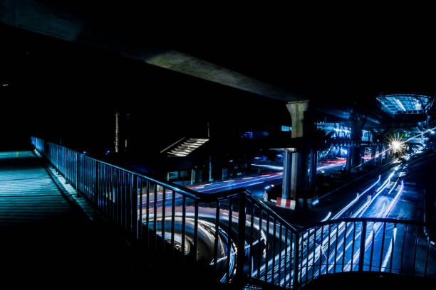 istock Long exposure light at night in the city. 1184155530