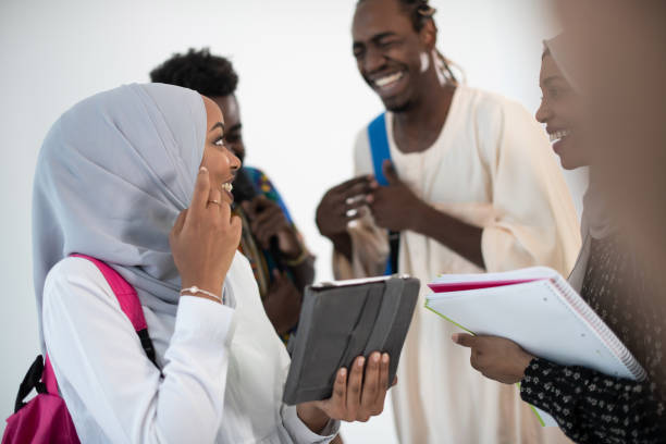 group of happy African students